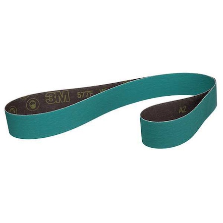 Sanding Belt, 2 1/2 in W, 60 in L, Coated, Zirconia Alumina, 60 Grit, Not Applicable, 577F, Green MPN:7010299047
