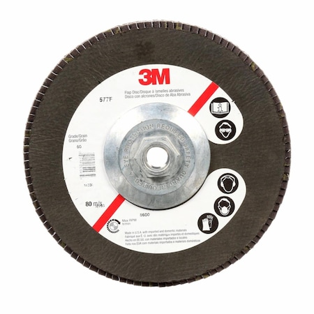 Flap Disc 577F, T27 7inx5/8-11 60 YF-weight, 5/pk MPN:7010327321