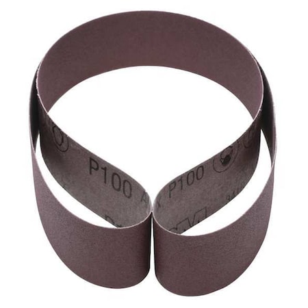 Sanding Belt, 2 in W, 48 in L, Coated, Aluminum Oxide, P100 Grit, Not Applicable, 341D, Brown MPN:7010361717