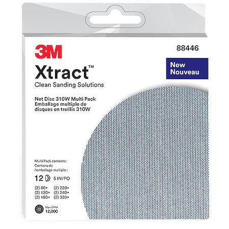 Hook-and-Loop Sanding Disc, 5 in Dia, Non-Vacuum, Aluminum Oxide, 120, 180, 220, 240, 320, 80 Grit MPN:7100288315