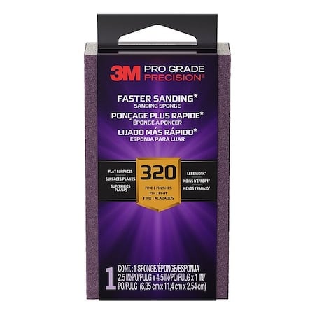 Sanding Sponge, Aluminum Oxide, 320 Grit MPN:FSB320-PGP-1T