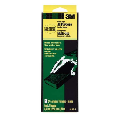 Sanding Sponge, 3 5/16 in W, 9 in L MPN:910XLA-12-CC