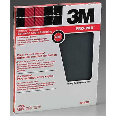 Sanding Sheet, 11x9 In, 400 G, SC, PK250 MPN:99420NA