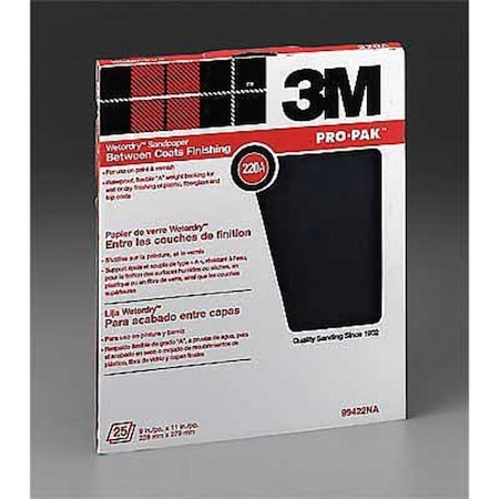 Sanding Sheet, 11x9 In, 220 G, SC, PK250 MPN:99422NA