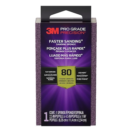 Sanding Sponge, 2 1/2 in, Ceramic, 80 Grit MPN:FSB80-PGP-1T