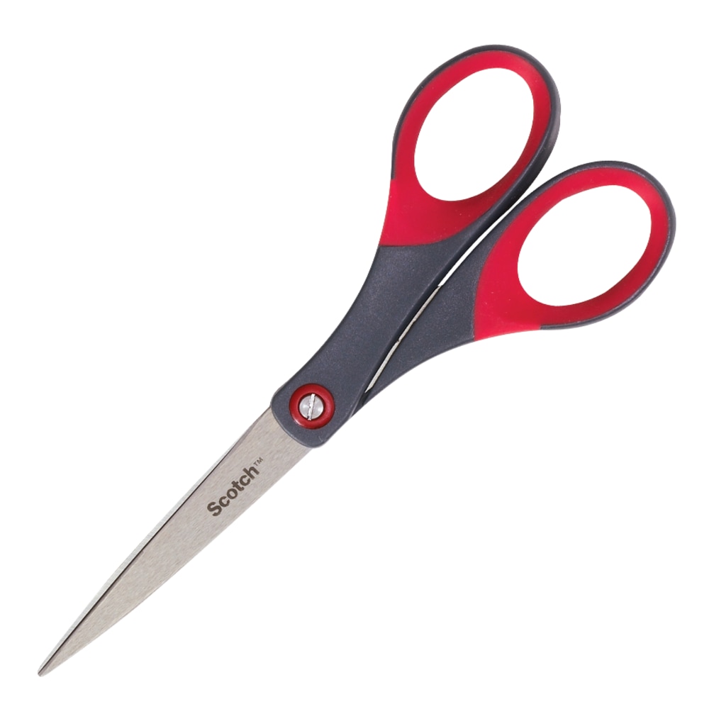 Scotch Precision Scissors, 7in - 7in Overall Length - Left/Right - Stainless Steel - Red, Gray - 1 Each MPN:1447