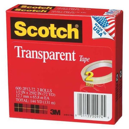 Scotch Transparent Tape, 1/2in. W. MPN:6002P1272