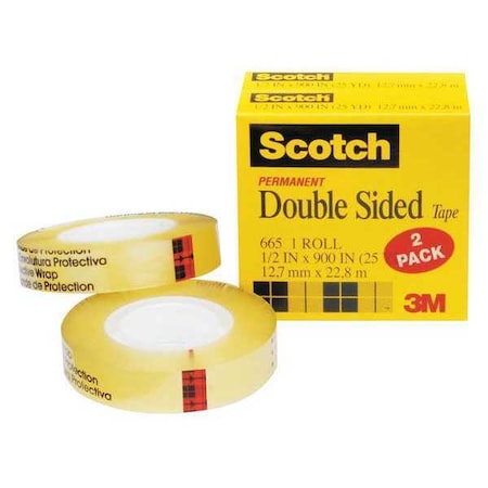 2-Sided Office Tape, 75ft, 1/2in, 3 mil, PK2 MPN:665-2PK
