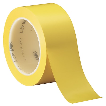 Floor Marking Tape, vinyl, No Legend, Yellow, 1 in W., 5.2 mil Thickness MPN:471