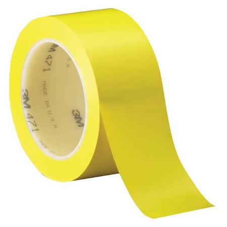 Floor Marking Tape, vinyl, Solid, Yellow, 3 in W., 5.2 mil Thickness MPN:471