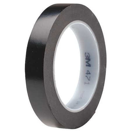 Floor Marking Tape, vinyl, Solid, Black, 3/4 in W., 5.2 mil Thickness MPN:471
