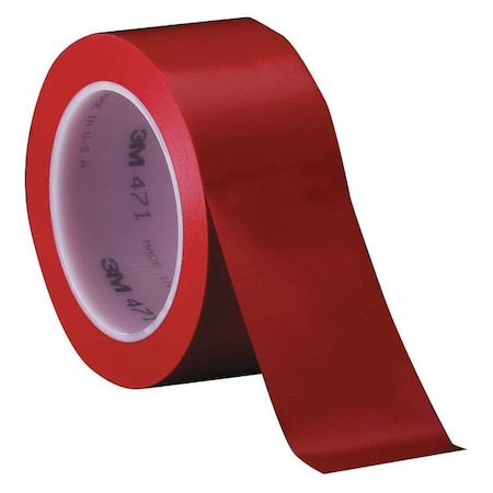 Floor Marking Tape, vinyl, No Legend, Red, 3 in W., 5.2 mil Thickness MPN:471
