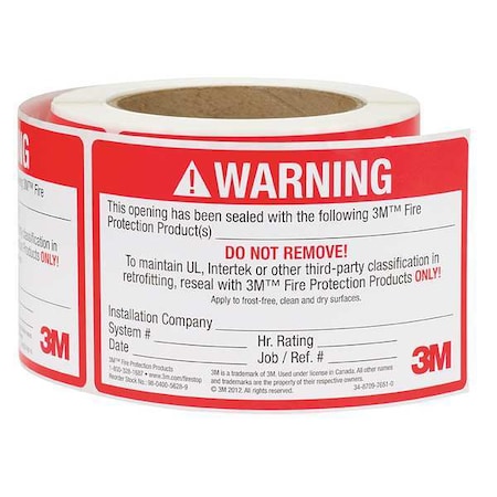 Label, 5 In., Red/White, 250 Labels/Roll MPN:54917