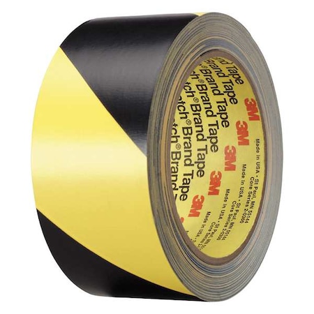 Floor Marking Tape, Vinyl, No Legend, Black, Yellow, 2 in W., 5.4 mil Thickness MPN:5702