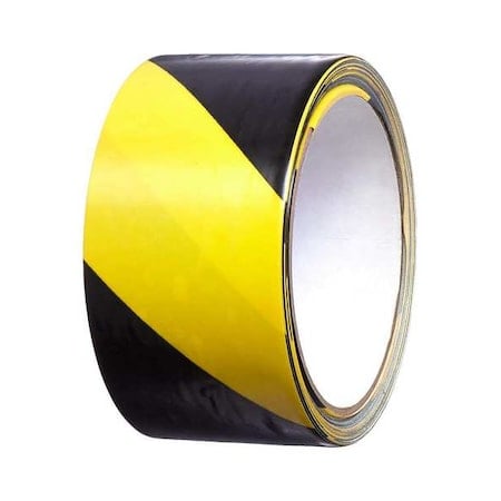 Floor Marking Tape, vinyl, Striped, Black, Yellow, 2 in W., 5 mil Thickness MPN:766