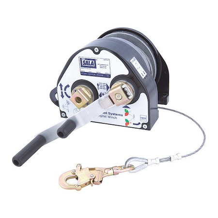 Confined Space Winch, 11 in H x 9 in W, Black, Silver MPN:8518559
