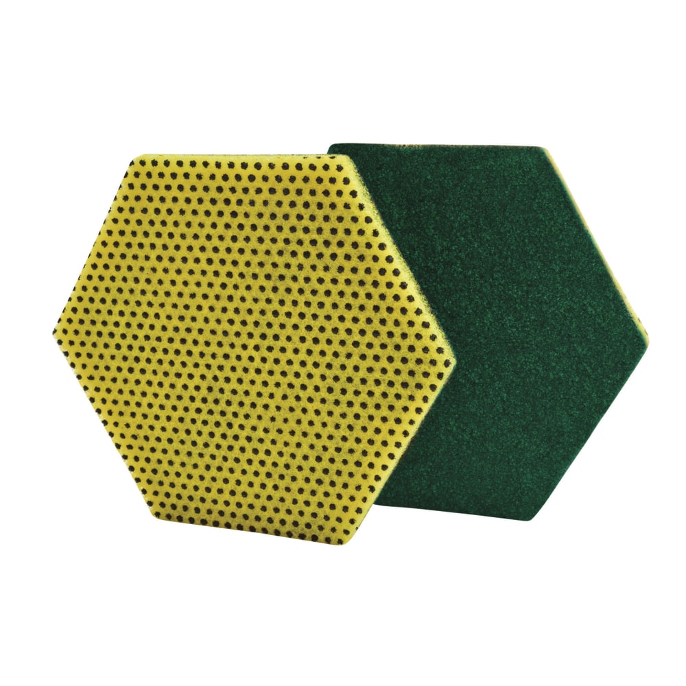Scotch-Brite Dual Purpose Scour Pads, 5in x 5-3/4in, Green/Yellow, Case Of 15 Pads MPN:96HEX