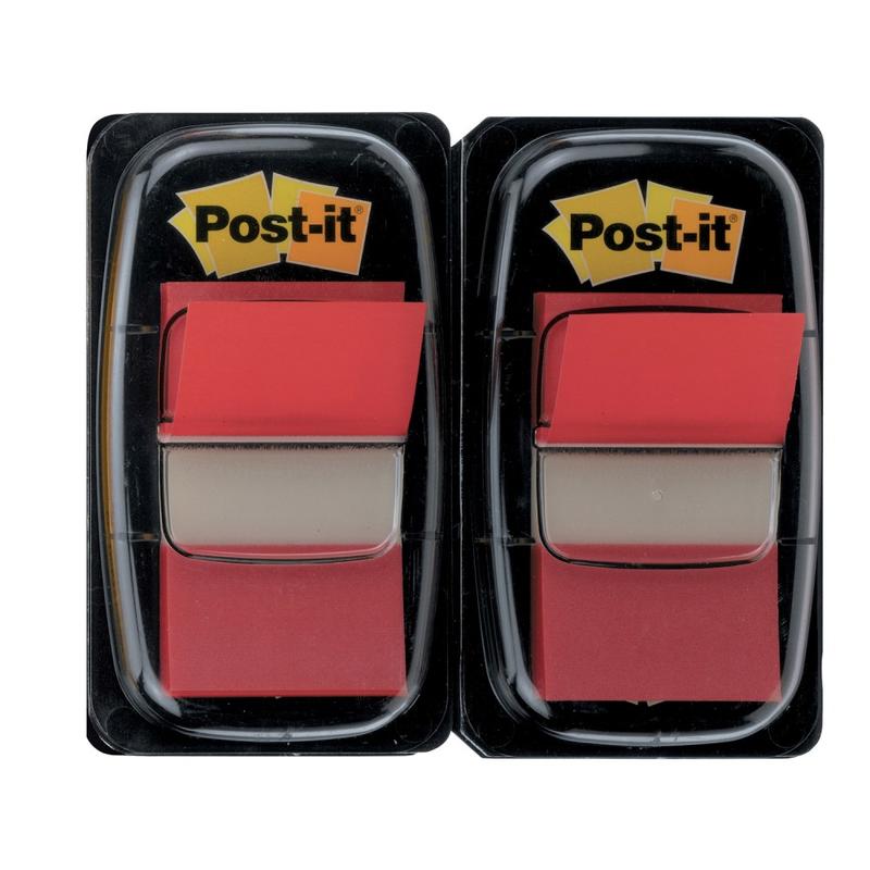Post-it Notes Flags, 1in x 1-7/10in, Red, 50 Flags Per Pad, Pack Of 2 Pads MPN:680-RD2