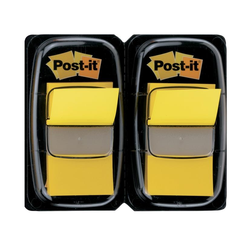 Post-it Flags, 1 in. x 1.7 in., 2 Dispensers, 50 Flags/Dispenser, Yellow, School Supplies for Students, Tabs for Textbooks and Notebooks MPN:680-YW2