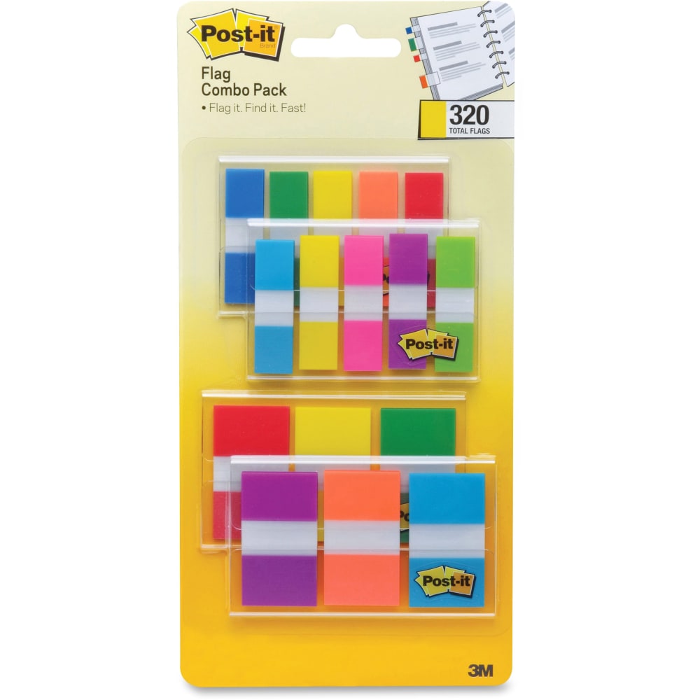 Post-it Flag Multipack, 1/2in And 1in, Assorted Colors, Pack Of 320 MPN:683XL1