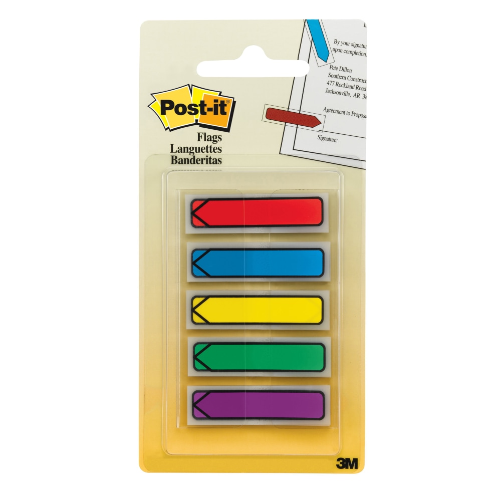 Post-it Notes Arrow Flags, 1-3/4in x 1/2in, Assorted Primary Colors, Pack Of 100 Flags MPN:684-ARR1
