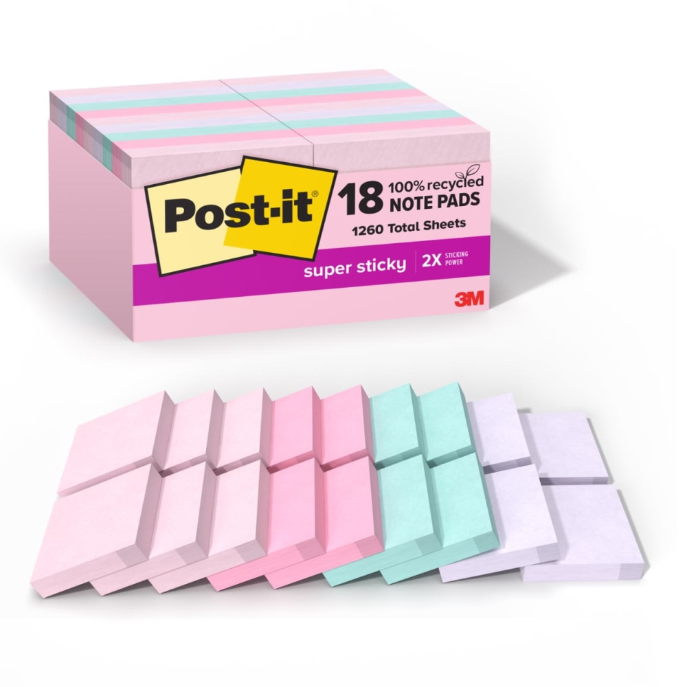 Post-it Super Sticky Mini Notes 622-18SSNRP-CP, Wanderlust Pastels, 1 7/8 in x 1 7/8 in, 100% PEFC, SGSCH-PEFC-COC-110078 MPN:622-18SSNRP-CP