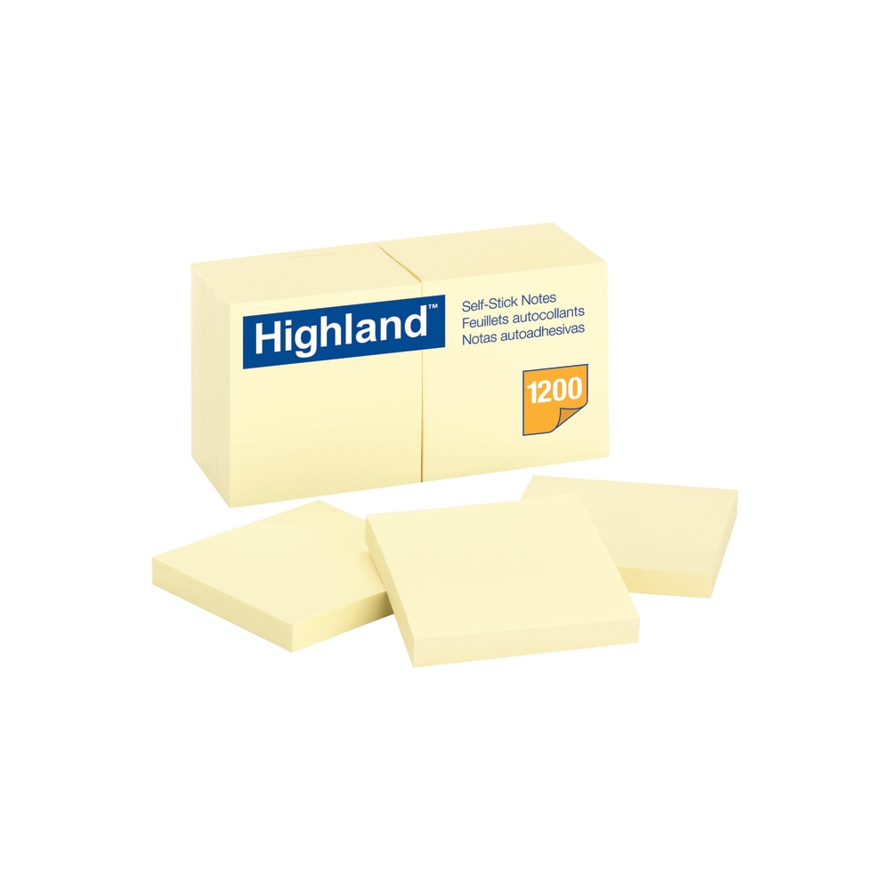 Highland Notes, 3 in x 3 in, 12 Pads, 100 Sheets/Pad, Yellow (Min Order Qty 13) MPN:6549