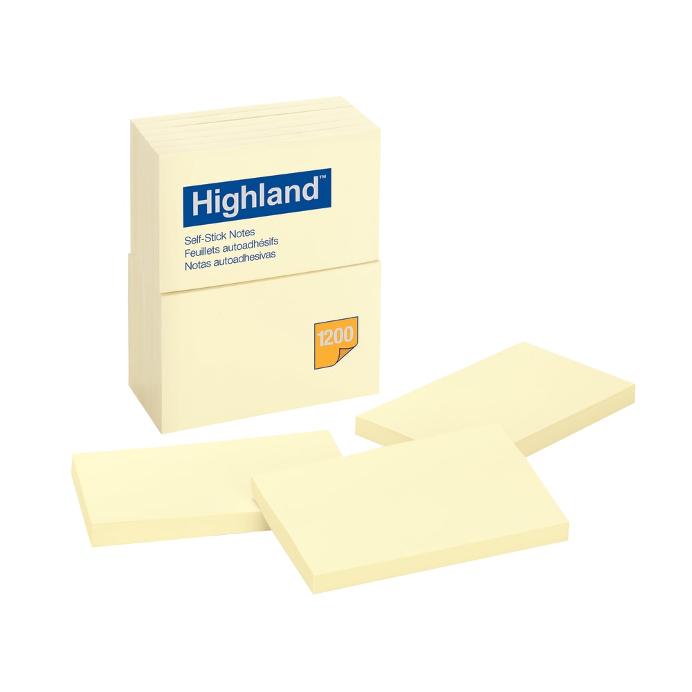Highland Notes, 3 in x 5 in, 12 Pads, 100 Sheets/Pad, Yellow (Min Order Qty 10) MPN:6559