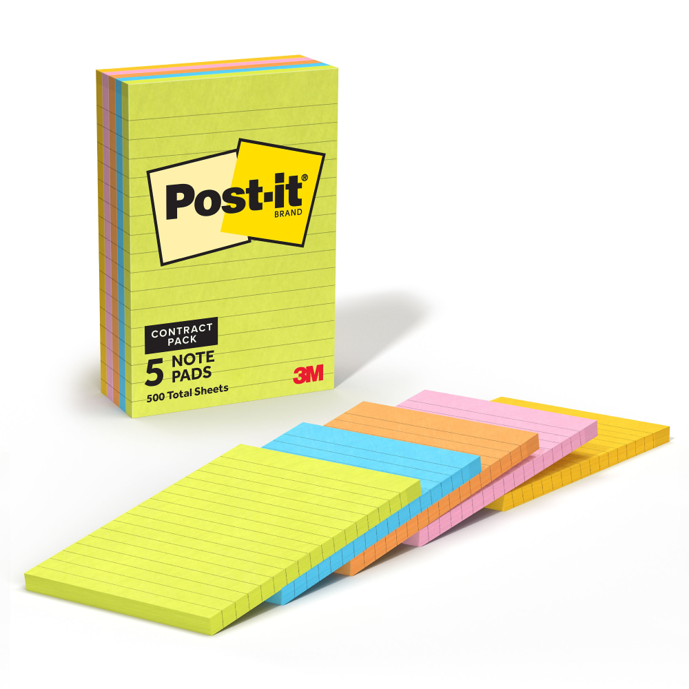 Post-it Sticky Notes, 4 in x 6 in, 5 Pads, 100 Sheets/Pad, School and Office Supplies MPN:660-5BRT-SV