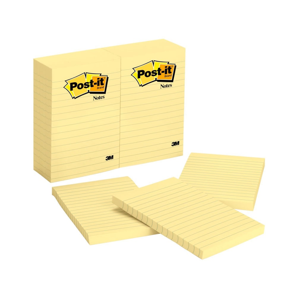 Post-it Notes, 4 in x 6 in, 12 Pads, 100 Sheets/Pad, Clean Removal, Canary Yellow, Lined (Min Order Qty 2) MPN:SNT62851