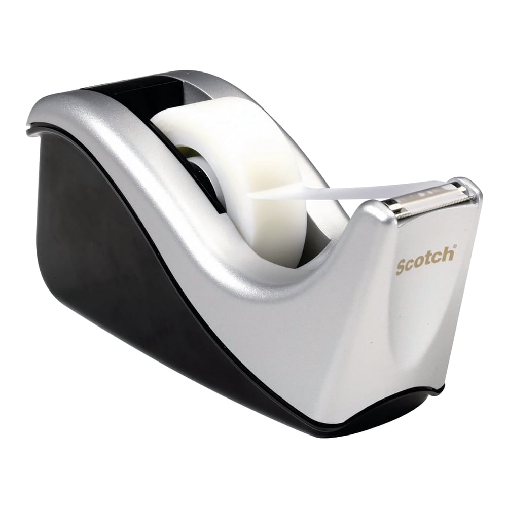 Scotch Desktop Tape Dispenser, 1 Dispenser, 1 in. Core, Black and Silver, School Supplies and College Essentials for Students and Teachers MPN:C60-ST