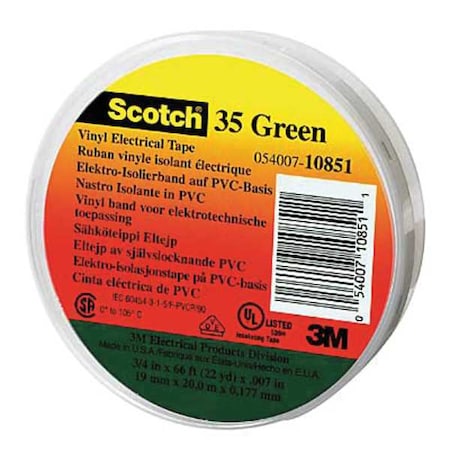 ElectricalTape, Grn, 6-5/8ydL, 1/2inW, PK100 MPN:10265