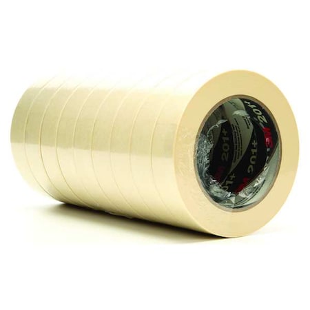 Masking Tape, 24 mm W x 55 m L, 4.4 mil Thick, Tan, Rubber Adhesive, 36 PK MPN:201+