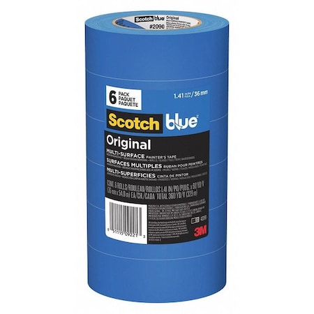 Painter's Tape, 1 7/16 in W x 60 yd L, 5.4 mil Thick, Blue, Scotch Blue 2090, 6 Pk MPN:2090-36QC6
