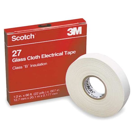 Electrical Tape, White, 22 yd L, 1/2 in W MPN:27-1/2