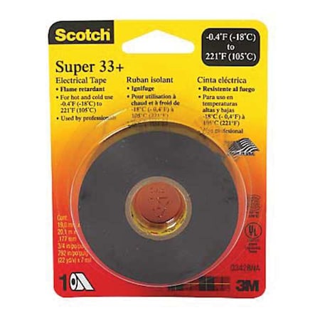 ElectricalTape, Blk, 14-5/8ydL, PK100 MPN:33+SUPER-3/4X44FT