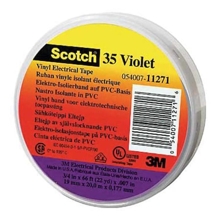 ElectricalTape, Prp, 6-5/8ydL, 1/2inW, PK100 MPN:35-VIOLET-1/2