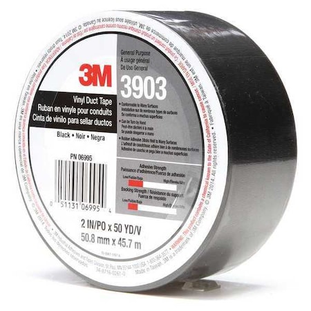 Duct Tape, Black, 50 yd L, 2 in W MPN:3903