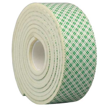 Double-Sided Foam Tape, 6 in W, 5 yd L, 1/4 in, Polyurethane Foam, Double-Sided MPN:4004