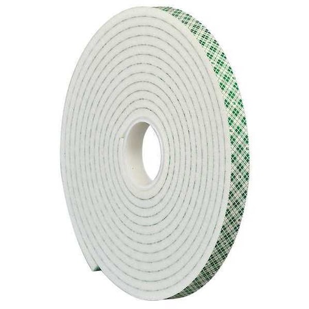 Double-Sided Foam Tape, 1/4 in W, 5 yd L, 1/4 in, Polyurethane Foam, Double-Sided MPN:4004