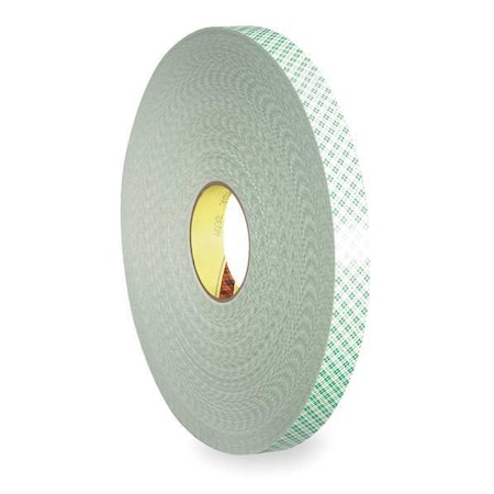 Double-Sided Foam Tape, 1 in W, 18 yd L, 1/4 in, Polyurethane Foam, Double-Sided, 9 PK MPN:4004