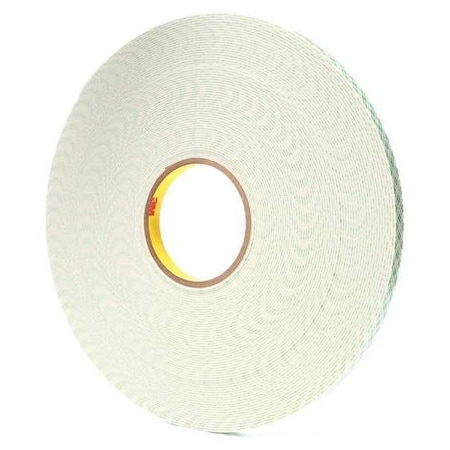 Double-Sided Foam Tape, 1/2 in W, 36 yd L, 1/16 in, Polyurethane Foam, Double-Sided, 18 PK MPN:4026