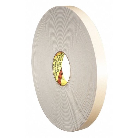 Double-Sided Foam Tape, 3/4 in W, 36 yd L, 1/16 in, Polyethylene Foam, Double-Sided, 12 PK MPN:4496