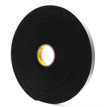 Foam Tape, Black, 18 yd L, 1 in W, PK9 MPN:4504