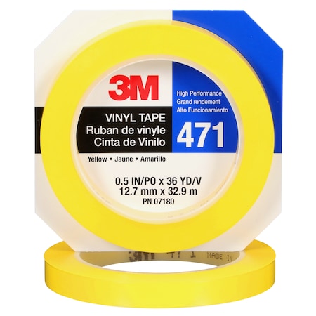 Vinyl Tape 471, Yellow, 1/2