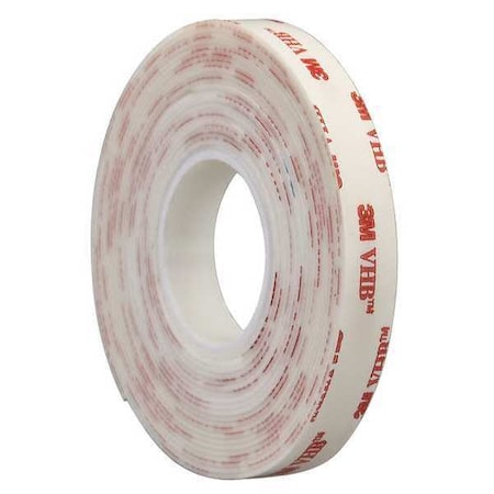 Double-Sided Foam Tape, 3/4 in W, 5 yd L, 45 mil, Acrylic Foam, Double-Sided MPN:4950