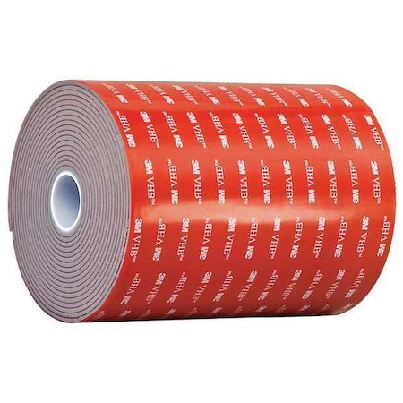 Double-Sided Foam Tape, 6 in W, 5 yd L, 3/32 in, Acrylic Foam, Double-Sided MPN:4991