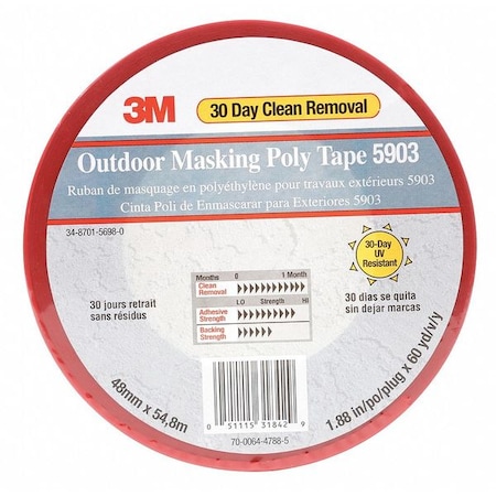 Painter's Tape, 1 7/8 in W x 59 yd L, 7.5 mil Thick, Red, Rubber Adhesive MPN:5903