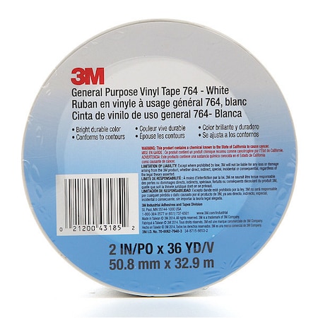 Floor Tape, White, 2 inx108 ft, Roll MPN:764