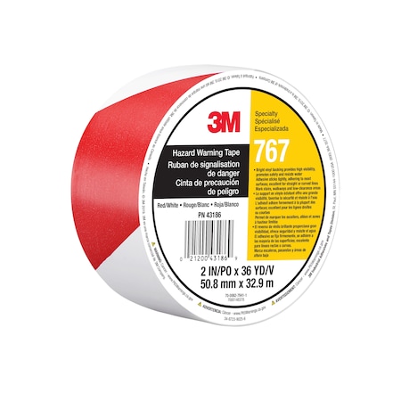 Hazard Warning Tape 767, Red/Wh, PK12 MPN:767